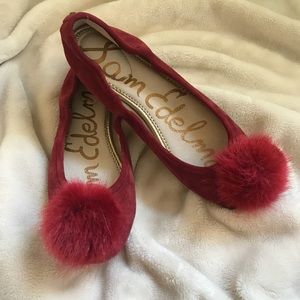 Sam Edelman Suede Pom Pom Flats FLASH SALE
